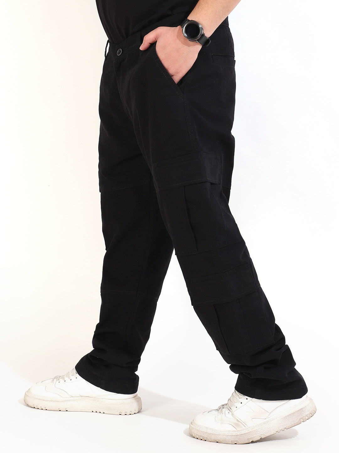 Amazon.com: Kaniem Cotton Cargo Pants Men Casual Straight Leg Solid Loose  Flap Pocket Elastic Stretch Waist Loose Pant, Black, Large : Clothing,  Shoes & Jewelry